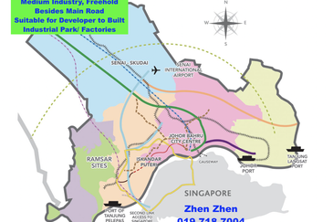 Iskandar Puteri, Gelang Patah, Medium Industry Land For Sale, Freehold 70 acres, Facing Main Road