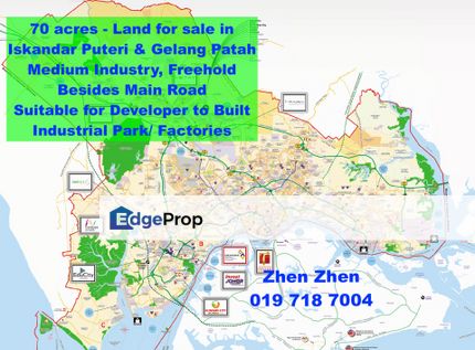 Iskandar Puteri, Gelang Patah, Medium Industry Land For Sale, Freehold 70 acres, Facing Main Road, Johor, Gelang Patah