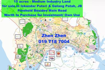 15 acres Medium Industry Land for Sale in Iskandar Puteri Gelang Patah Johor Bahru Besides Main Road