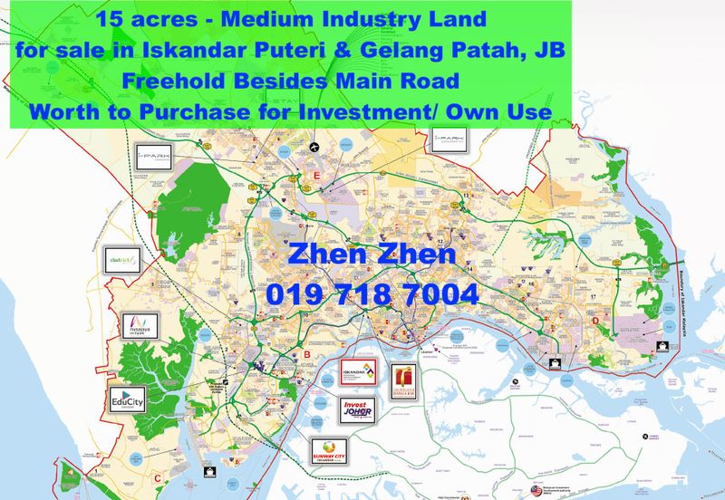 15 acres Medium Industry Land for Sale in Iskandar Puteri Gelang Patah Johor Bahru Besides Main Road