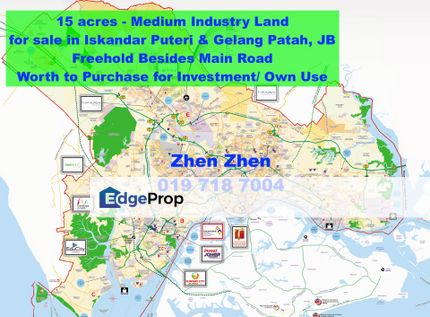15 acres Medium Industry Land for Sale in Iskandar Puteri Gelang Patah Johor Bahru Besides Main Road, Johor, Gelang Patah