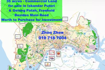 35 acres Commercial Land for Sale in Iskandar Puteri, Gelang Patah Johor Bahru, Besides Main Road