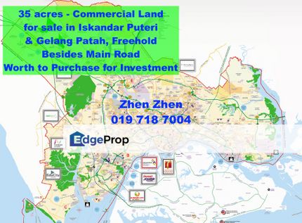 35 acres Commercial Land for Sale in Iskandar Puteri, Gelang Patah Johor Bahru, Besides Main Road, Johor, Gelang Patah