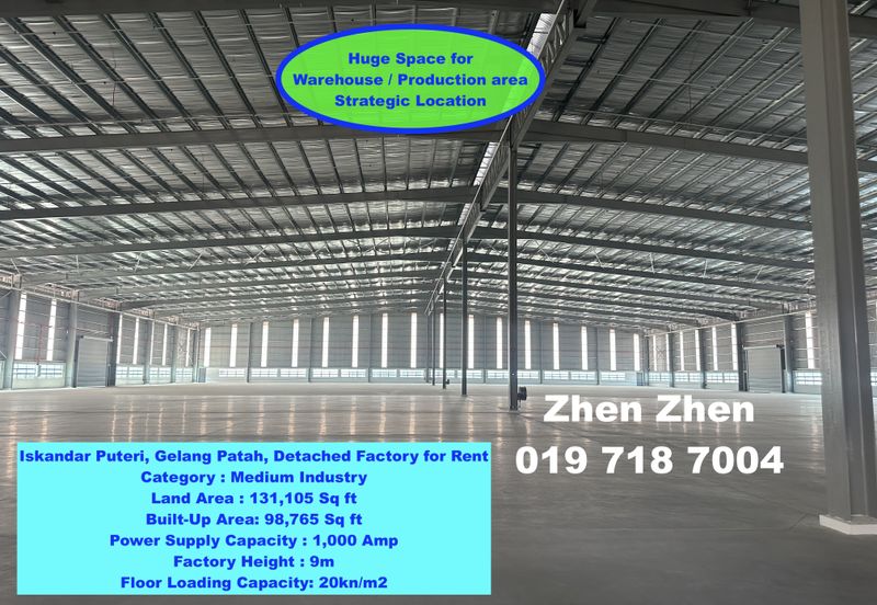 Iskandar Puteri, Gelang Patah, Detached Factory for Rent Medium Industry 1,000 Amps