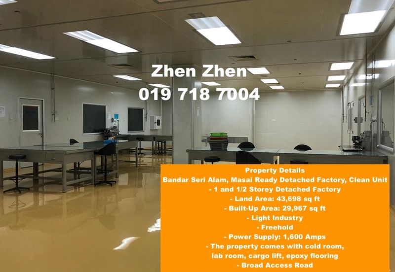 Seri Alam Masai, Johor, Ready Detached Factory for Sale, Suitable for pharmaceutical, foods Industry
