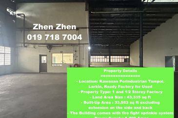 Tampoi, Larkin Factory For Rent, 1200 Amps, Ready Factory, Strategic Location, c/w Sprinkle system