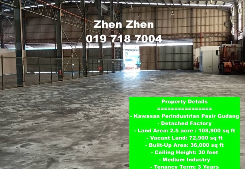  Kawasan Perindustrian Pasir Gudang, Factory for Rent, Extra Vacant Land, 30ft ceiling height