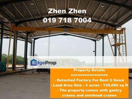 Senai, Factory for Rent come with Gantry Cranes and Overhead Cranes, Johor, Senai