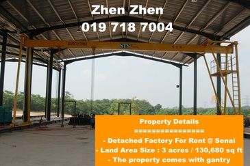 Senai, Factory for Rent come with Gantry Cranes and Overhead Cranes
