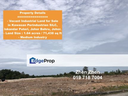 Industrial Land for Sale in Kawasan Perindustrian SiLC, Iskandar Puteri, Johor Bahru, Malaysia, Johor, 