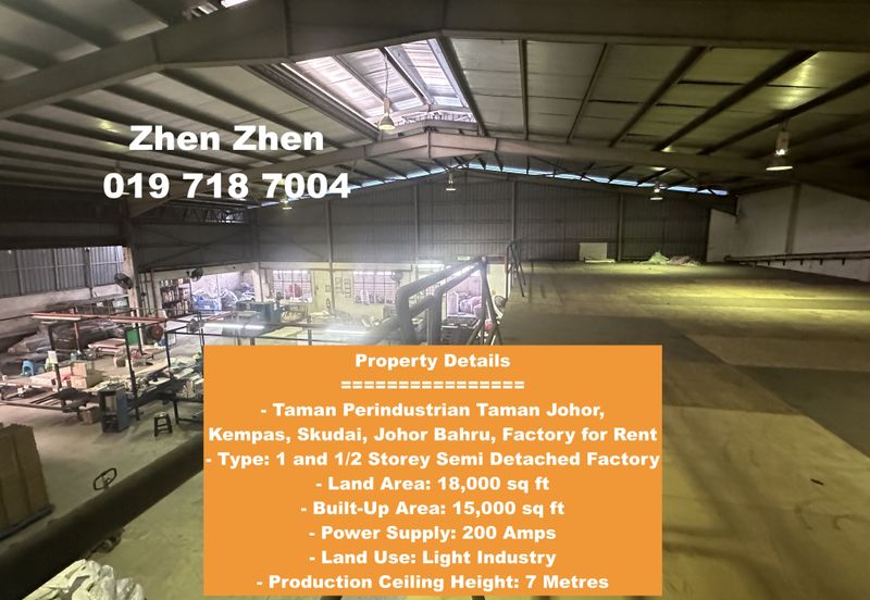Taman Perindustrian Taman Johor, Kempas, Skudai, Johor Bahru, Malaysia Factory / Warehouse for Rent