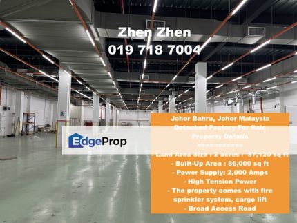 Johor Bahru, Detached Factory for Sale, 2000 amps, High Tension Power, Johor, Johor Bahru