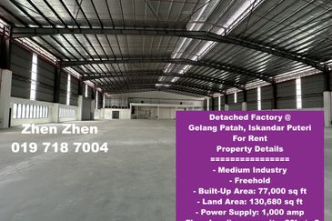 Gelang Patah, Iskandar Puteri, Factory for Rent, AAA Factory, Big Land, Medium Industry, FREEHOLD