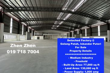 Gelang Patah, Iskandar Puteri, Johor, Malaysia Factory for Sale, AAA Factory, Big Land, FREEHOLD, MEDIUM INDUSTRY