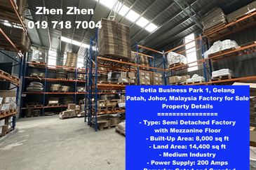 Setia Business Park 1, Gelang Patah, Johor Malaysia Factory for Sale, Good Return, AAA Factory