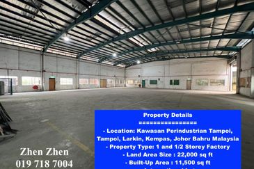 Tampoi, Larkin, Kempas, Iskandar Malaysia, Factory For Rent, Land Area: 22,000