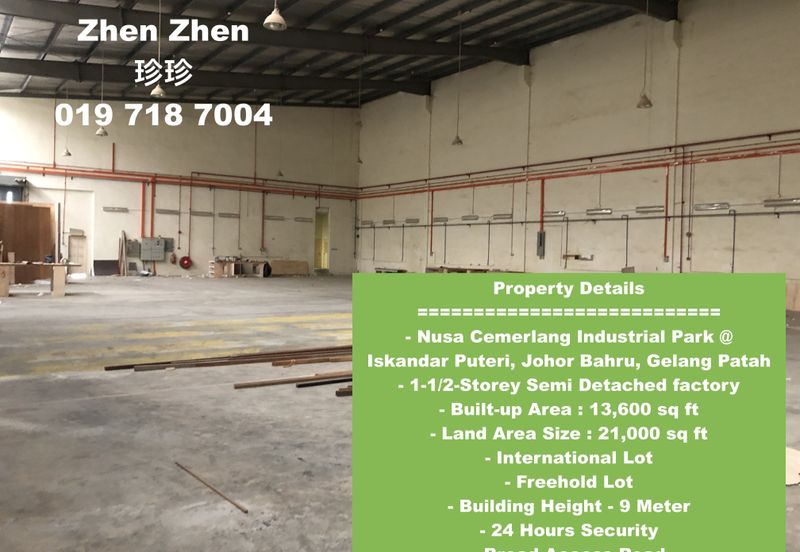 Nusa Cemerlang Industrial Park, Gelang Patah, Factory for Sale, International and Freehold Lot