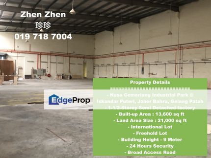 Nusa Cemerlang Industrial Park, Gelang Patah, Factory for Sale, International and Freehold Lot, Johor, 