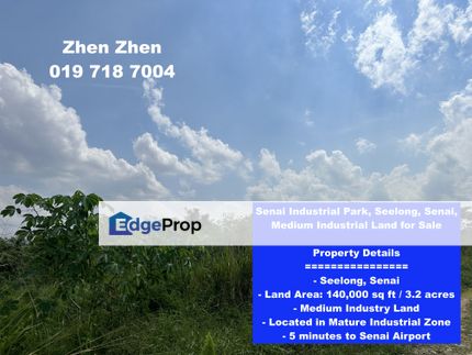 Senai Industrial Park, Seelong, Senai, Medium Industrial Land for Sale, 5 minutes to Senai Airport, Johor, Senai