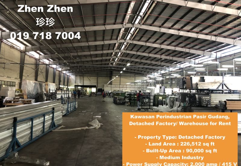 Kawasan Perindustrian Pasir Gudang, Detached Factory/ Warehouse for Rent, Medium Industry