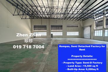 Kempas, Semi Detached Factory for Rent
