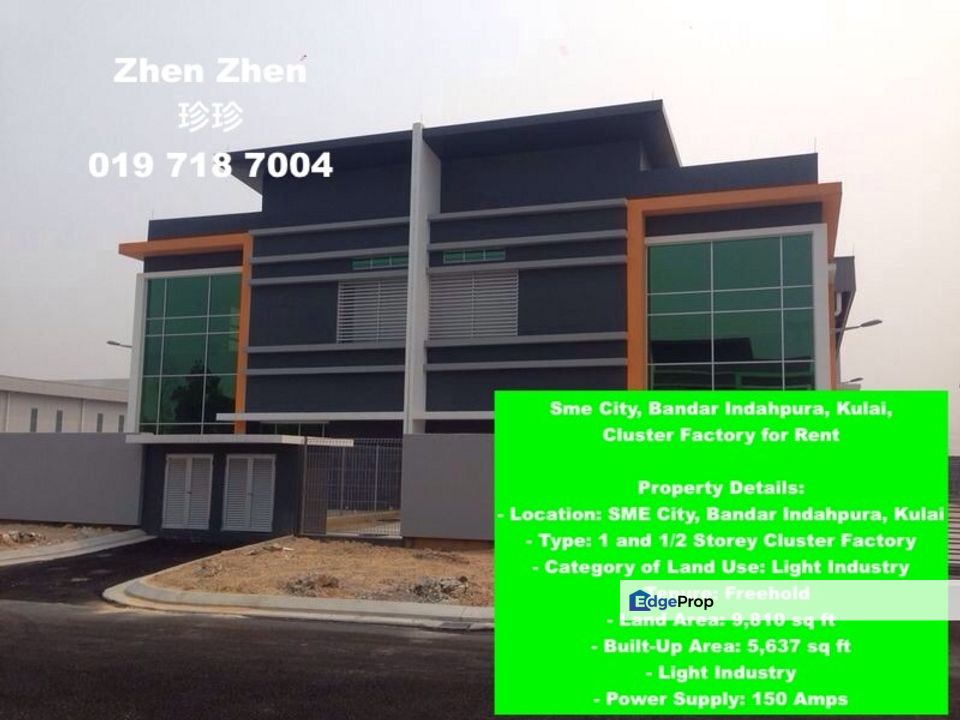 SME City, Bandar Indahpura, Kulai, Cluster Factory for Rent, Johor, Kulai
