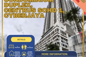 Corner Unit, Condominium Duplex, Centrus SOHO-1, Cyberjaya
