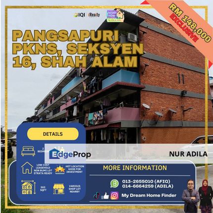 Low Cost untuk Investment,Flat PKNS Seksyen 16, Shah Alam, Selangor, Shah Alam