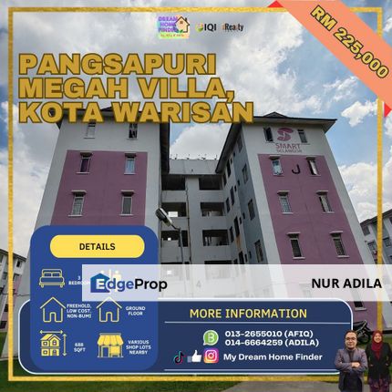 Low Cost. Ground Floor, Apartment Megah Villa, Bandar Baru Salak Tinggi, Selangor, Sepang