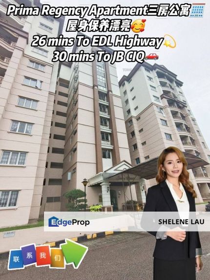 Prima Regency 3 Room Apartment For SALE, Johor, Plentong