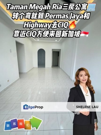 Megah Ria 3 Room Apartment For SALE, Johor, Masai