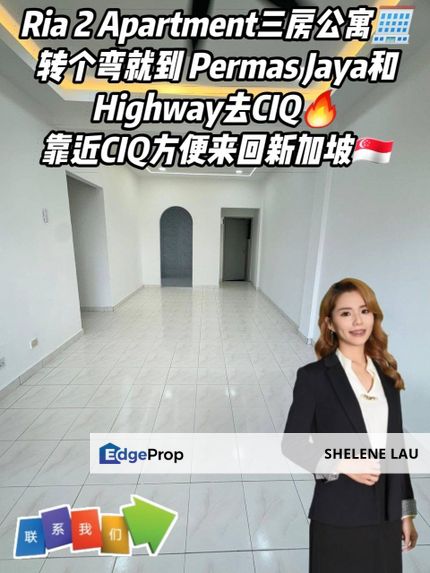 Megah Ria 3 Room Apartment For SALE, Johor, Masai
