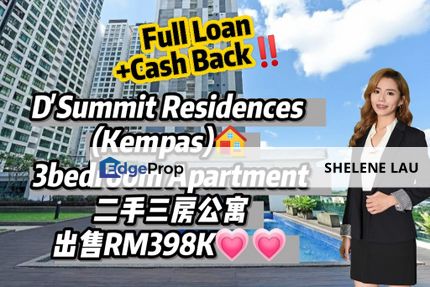 Full Loan Cash Back! D summit kempas 3 room apartment for sale, near setia tropika impian emas skudai dato onn adda heights sutera ciq jb town, Johor, Johor Bahru