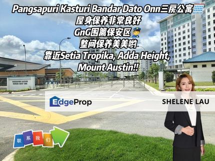 Pangsapuri Kasturi Bandar Dato Onn 3 Room Apartment For Sale，Setia Tropika Adda Height Mount Austin Taman Daya，Near CIQ🚗, Johor, Johor Bahru