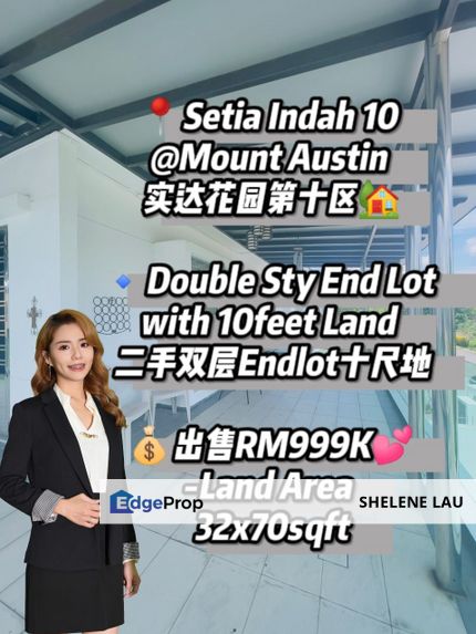 Setia Indah 10 double storey endlot for sale, near ciq edl seri austin desa tebrau adda heights taman daya mount austin jb town dato onn jp perdana, Johor, Johor Bahru