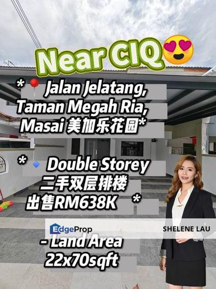 Megah ria double storey for sale, Near ciq permas jaya seri alam pasir gudang jb town century midvalley KSL, Johor, Masai