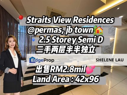 Straits view residences semi d for sale, near ciq edl jb town sentosa megah ria rinting pelangi mount austin midvalley, Johor, Permas Jaya/Senibong