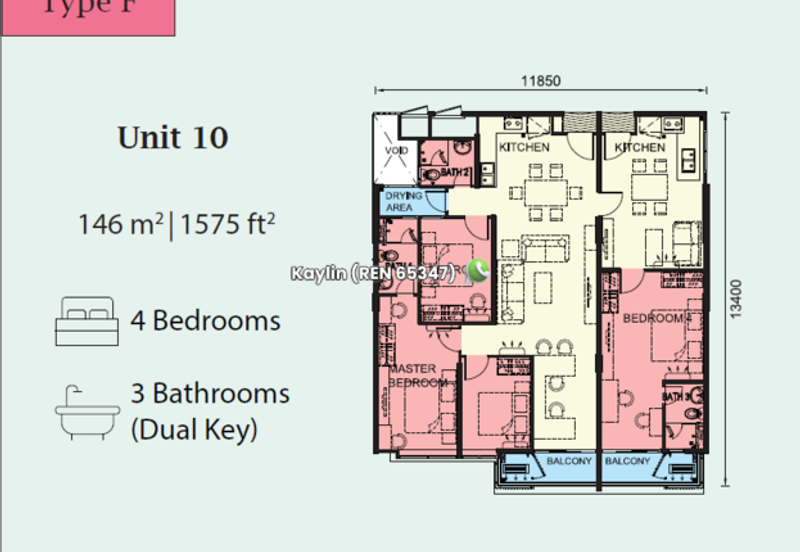 4 bedrooms unit (Dual Key) at Spring Field Residence at Seng Goon open for booking