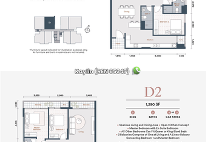 3 bedrooms at SkyVilla Condominium open for booking