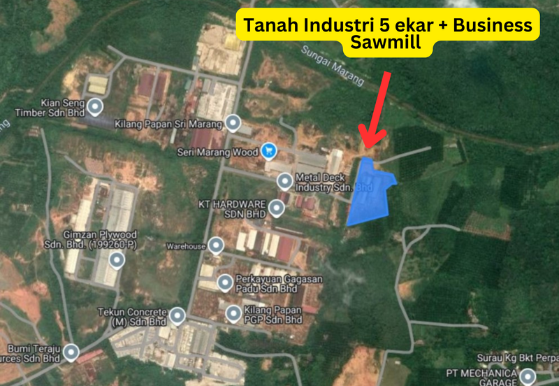 Tanah Industri 5 ekar + Perniagaan Kilang Papan di Kawasan Perindustrian Wakaf Tapai, Terengganu