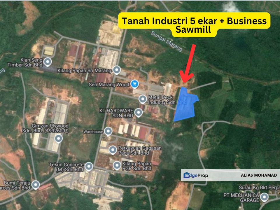 Tanah Industri 5 ekar + Perniagaan Kilang Papan di Kawasan Perindustrian Wakaf Tapai, Terengganu, Terengganu, Marang