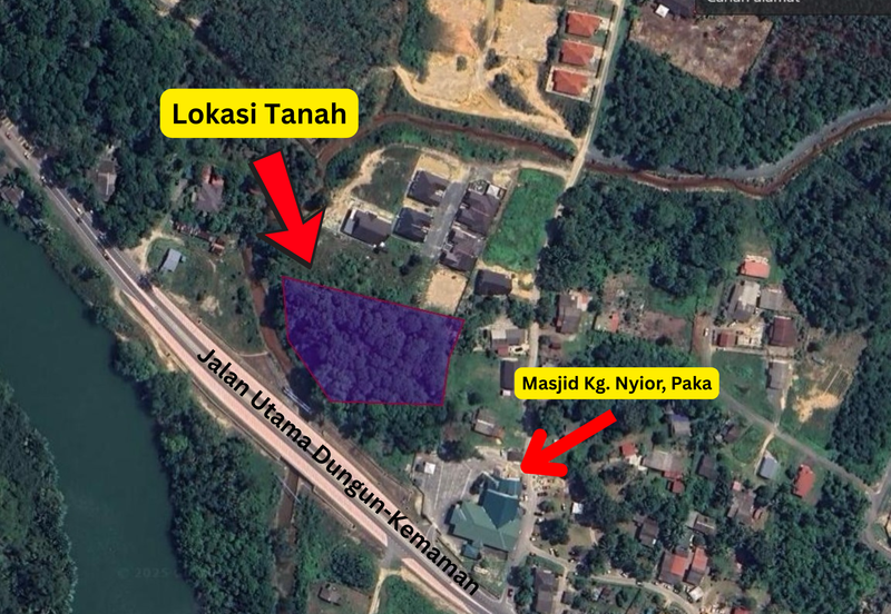 Tanah Status Bangunan Saiz 1.425 ekar di Kg. Nyior, Paka, Terengganu sebelah Masjid Kg. Nyior