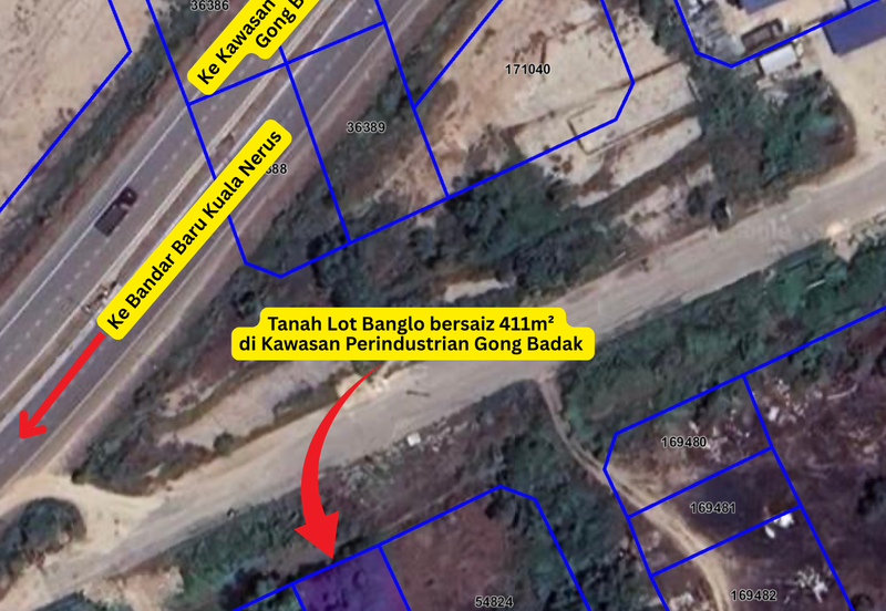 [Tanah Gred A]Tanah Lot Banglo Saiz 411m² di Kawasan Perindustrian Gong Badak, Kuala Nerus, Terengganu