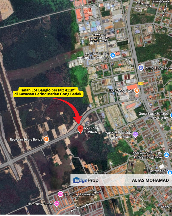 [Tanah Gred A]Tanah Lot Banglo Saiz 411m² di Kawasan Perindustrian Gong Badak, Kuala Nerus, Terengganu, Terengganu, 