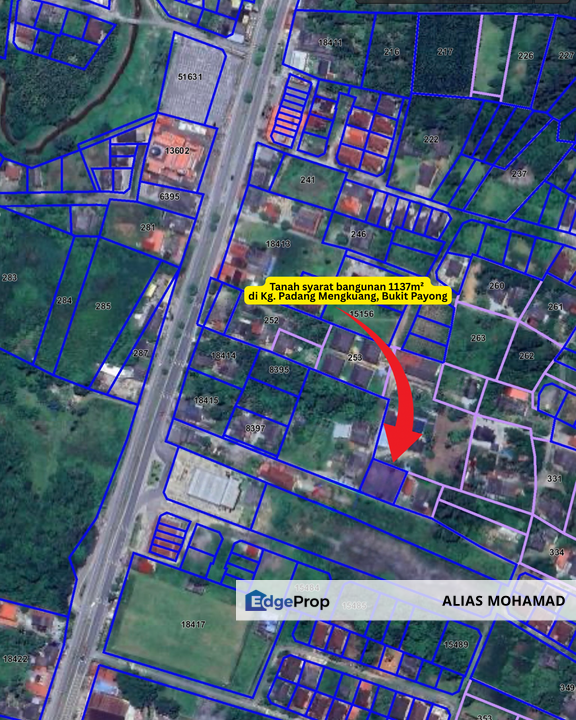 Tanah Lot syarat Bangunan bersaiz 1137m² di Batu 9 Kg. Padang Mengkuang, Bukit Payong Terengganu berdekatan Stesen Petron, Terengganu, Marang