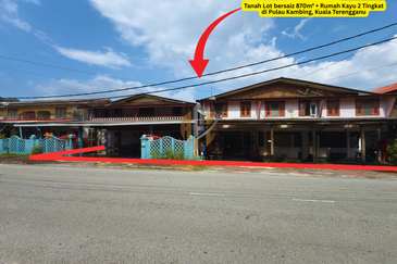 Tanah Lot Banglo bersaiz 870m² + Rumah Kayu 2 Tingkat di Pulau Kambing, Pusat Bandaraya Kuala Terengganu, Terengganu