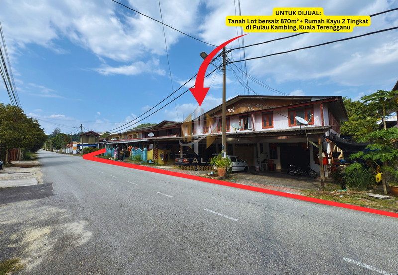 Tanah Lot Banglo bersaiz 870m² + Rumah Kayu 2 Tingkat di Pulau Kambing, Pusat Bandaraya Kuala Terengganu, Terengganu