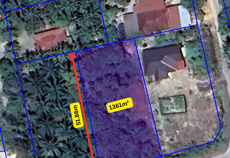 Tanah tepi Jalan syarat Bangunan 1361m²  di Kg. Kelulut, Marang, Terengganu