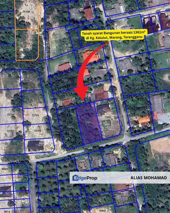 Tanah tepi Jalan syarat Bangunan 1361m²  di Kg. Kelulut, Marang, Terengganu, Terengganu, Marang