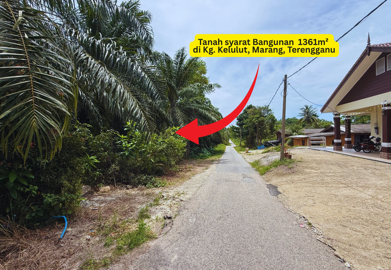 Tanah tepi Jalan syarat Bangunan 1361m²  di Kg. Kelulut, Marang, Terengganu